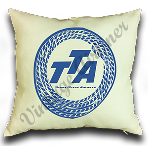 Trans-Texas Airways 1940's Rope Linen Pillow Case Cover
