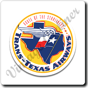 Trans Texas Airways Vintage Square Sandstone Coaster