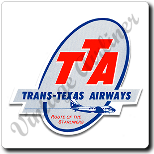 Trans Texas Airways 1940's Vintage Square Sandstone Coaster