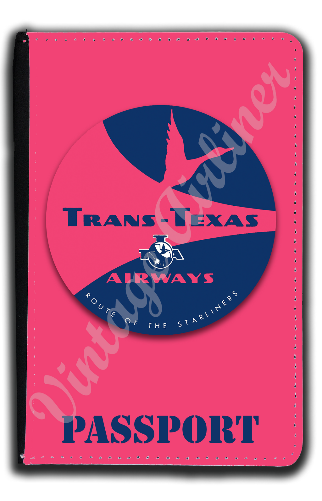 Trans Texas Airways Pink Bag Sticker Passport Case