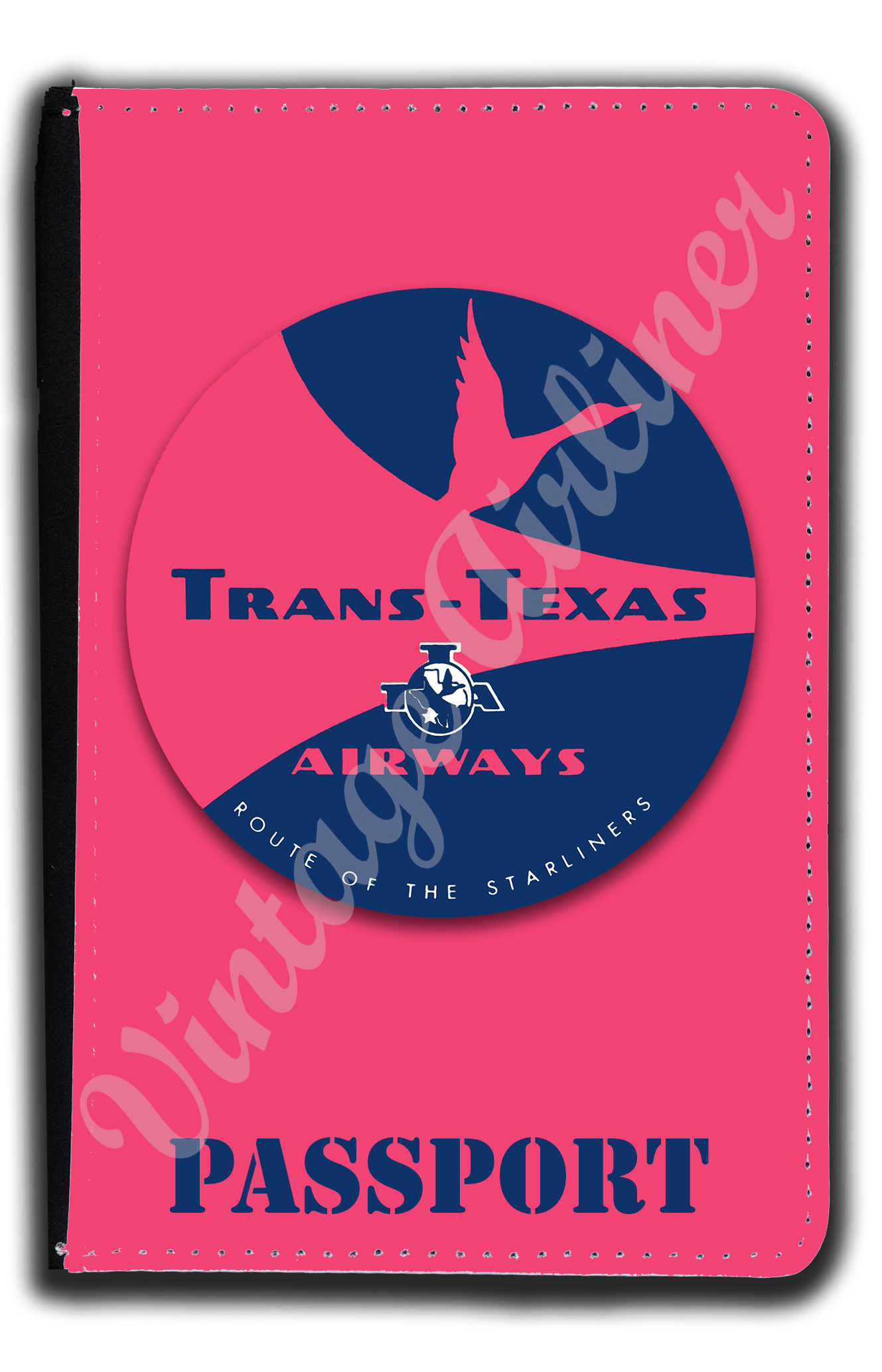 Trans Texas Airways Pink Bag Sticker Passport Case