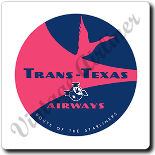 Trans Texas Airways 1960's Vintage Square Sandstone Coaster