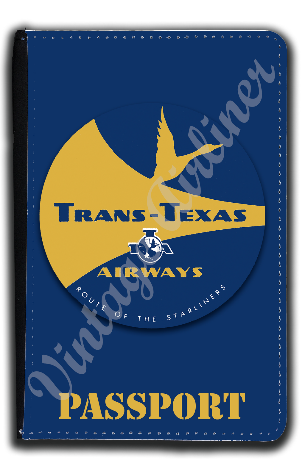 Trans Texas Airways Yellow Bag Sticker Passport Case