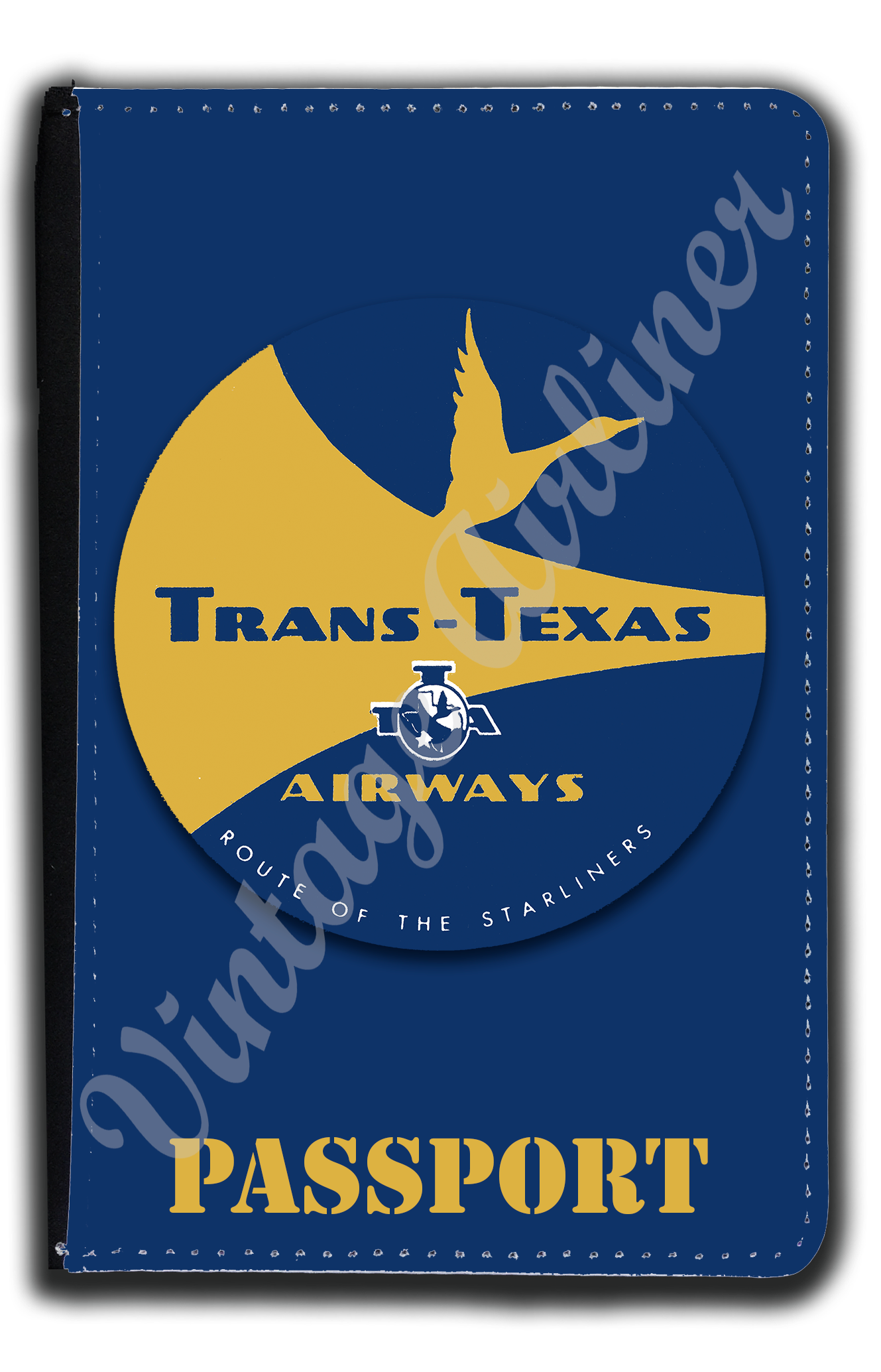 Trans Texas Airways Yellow Bag Sticker Passport Case