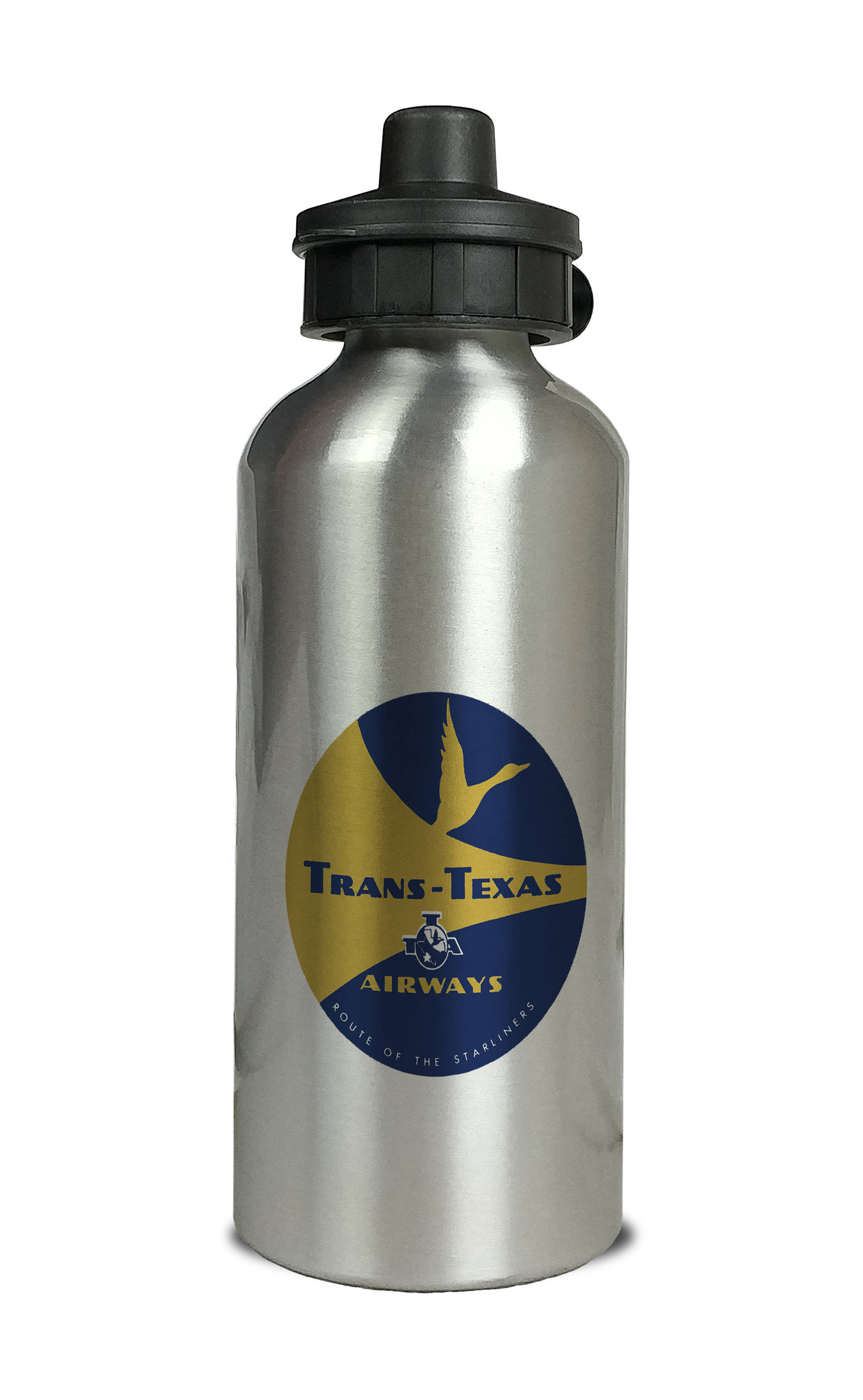 Trans Texas Airways 1960's Vintage Yellow Aluminum Water Bottle