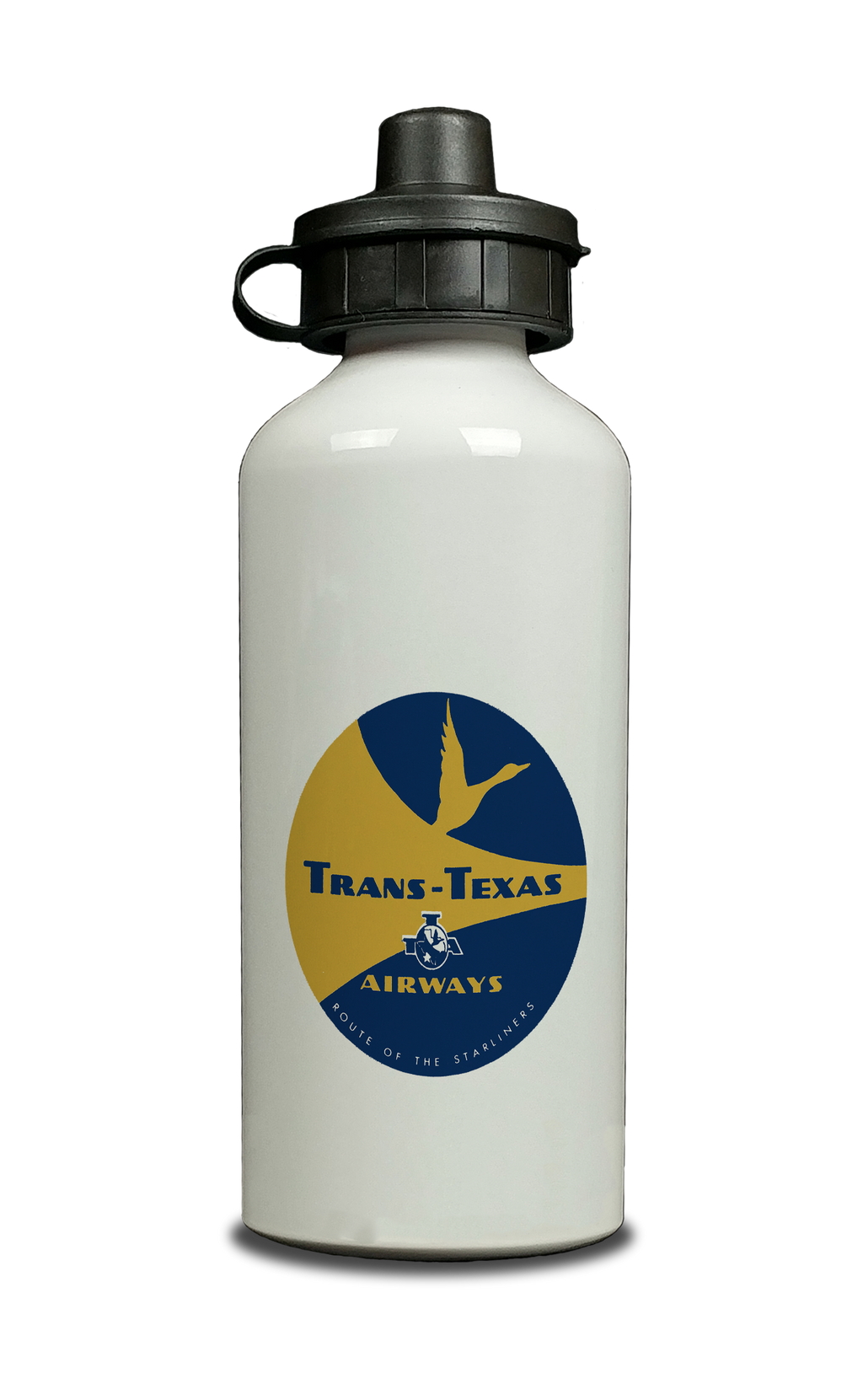 Trans Texas Airways 1960's Vintage Yellow Aluminum Water Bottle