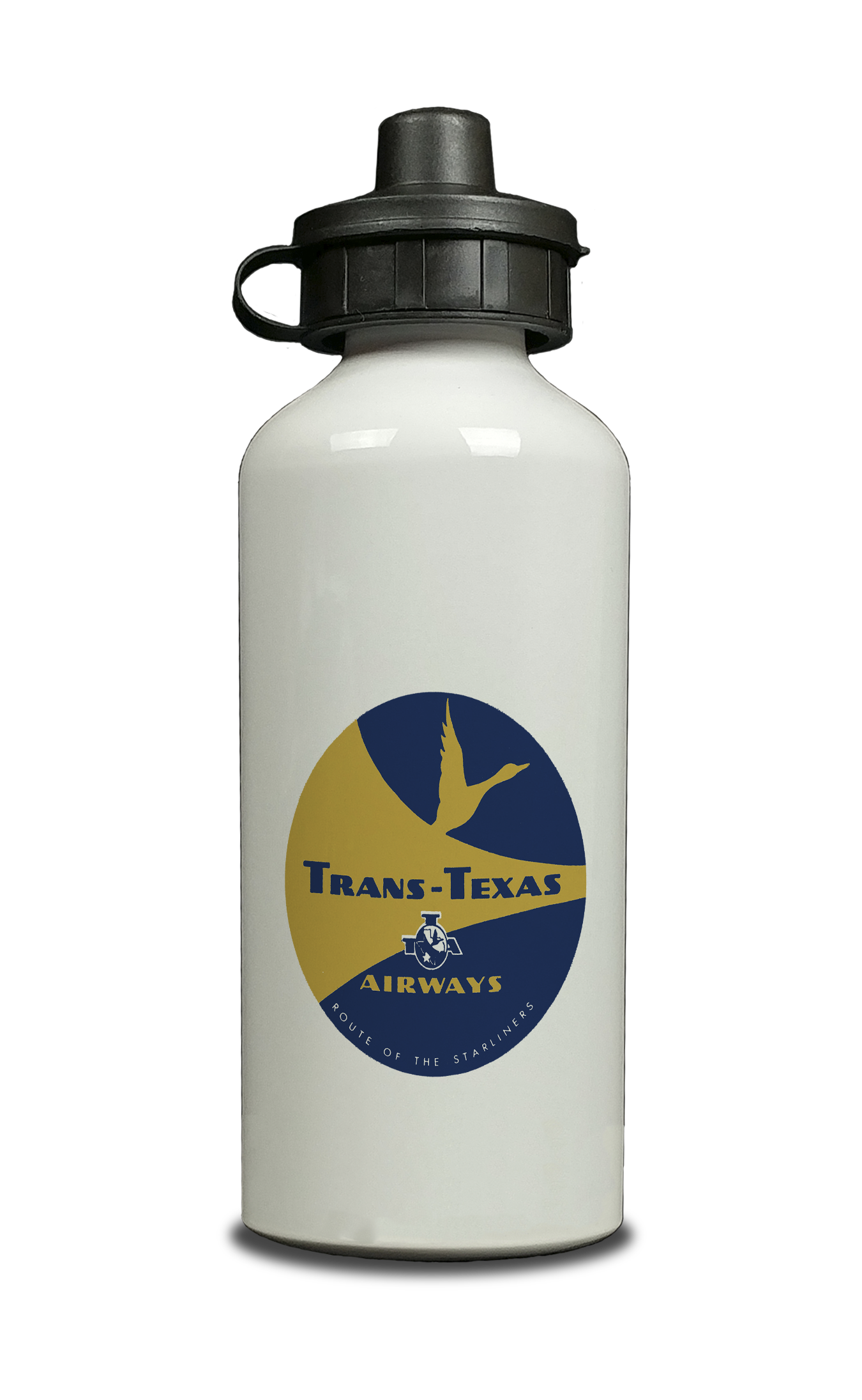 Trans Texas Airways 1960's Vintage Yellow Aluminum Water Bottle