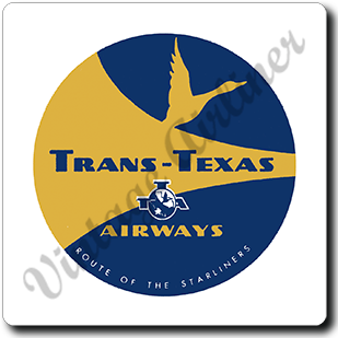 Trans Texas Airways Yellow Square Sandstone Coaster