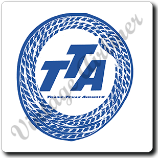 Trans-Texas Airways 1940's Rope Bag Sticker Square Sandstone Coaster
