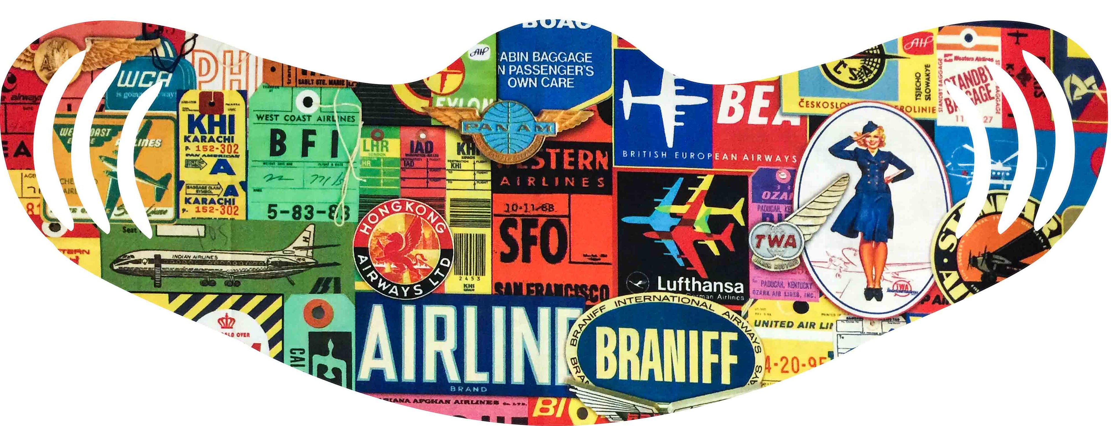 Vintage Airlines Collage Face Mask