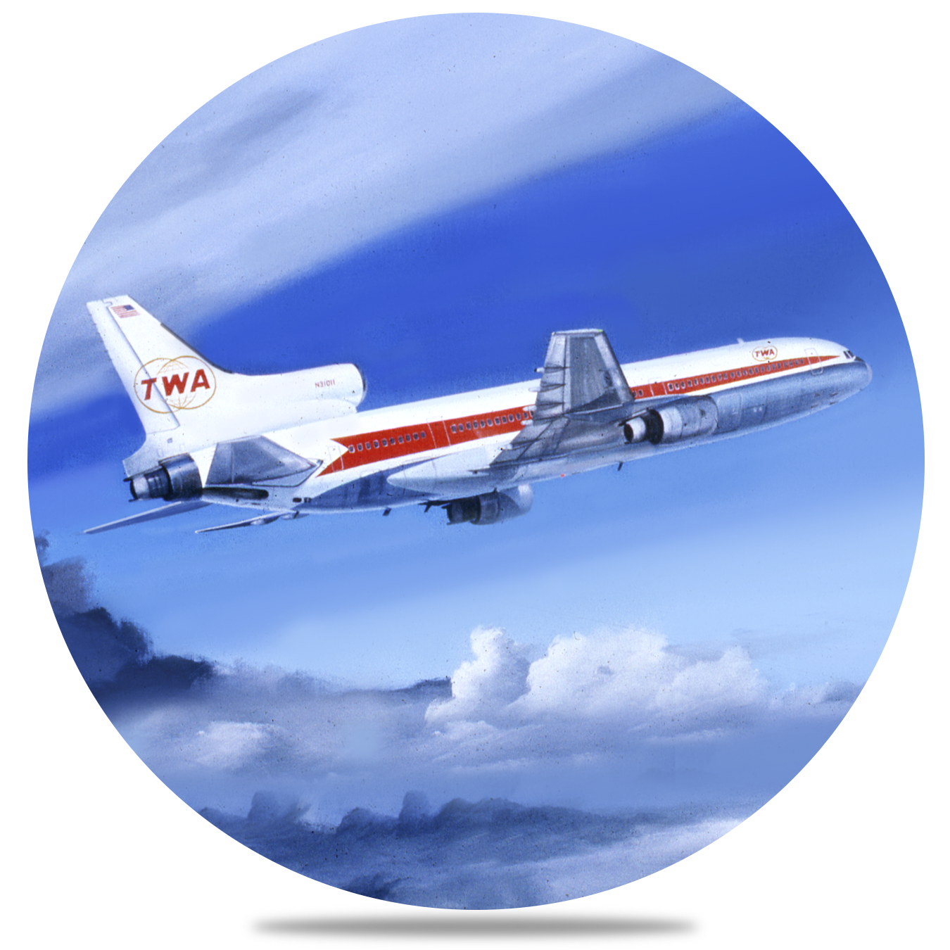 TWA L1011 Round Sandstone Coaster by Rick Broome