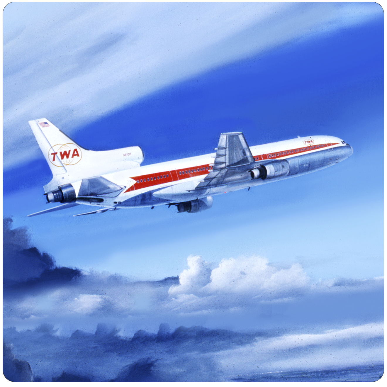 TWA L1011 Square Sandstone Coaster by Rick Broome