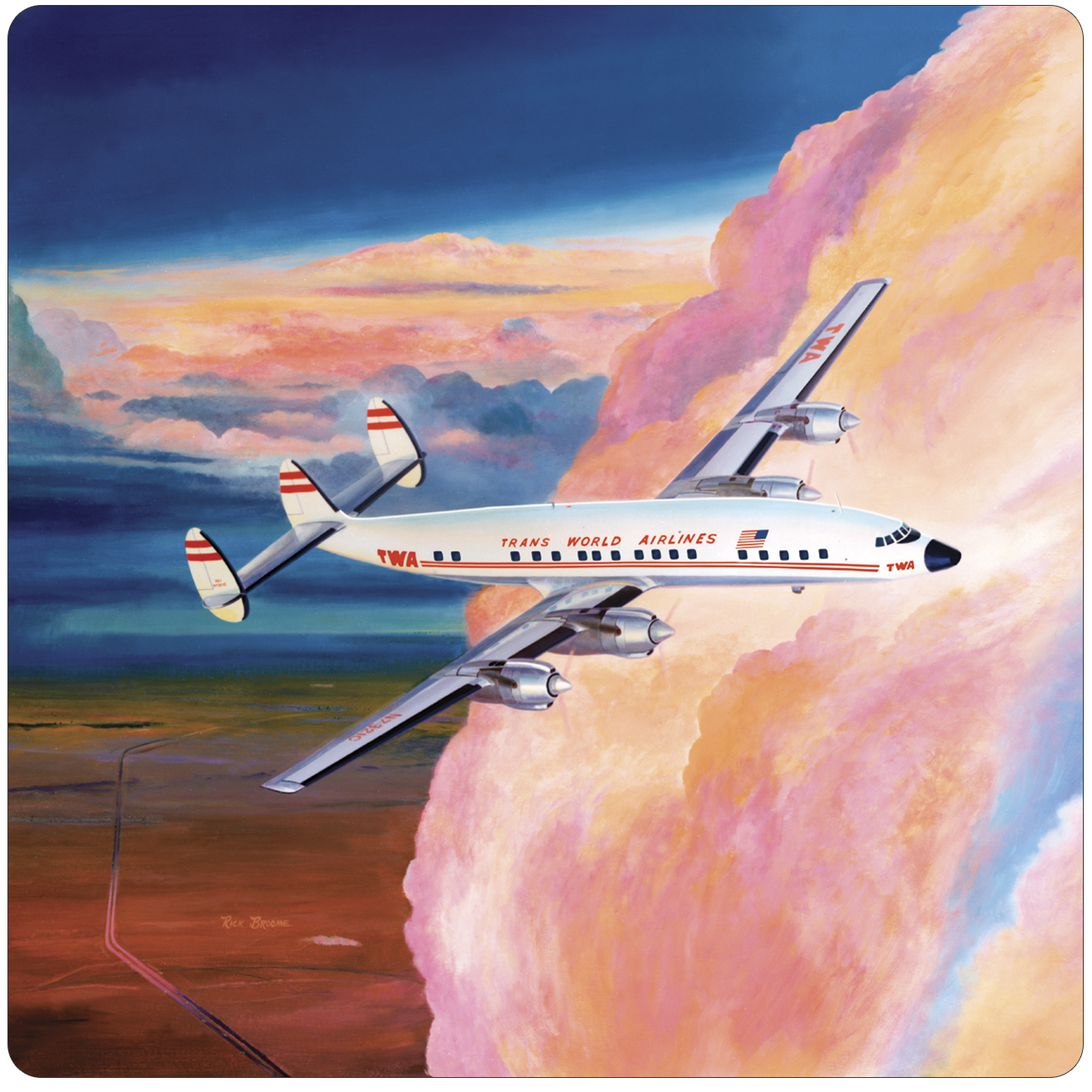 TWA Connie Square Sandstone Coaster by Rick Broome