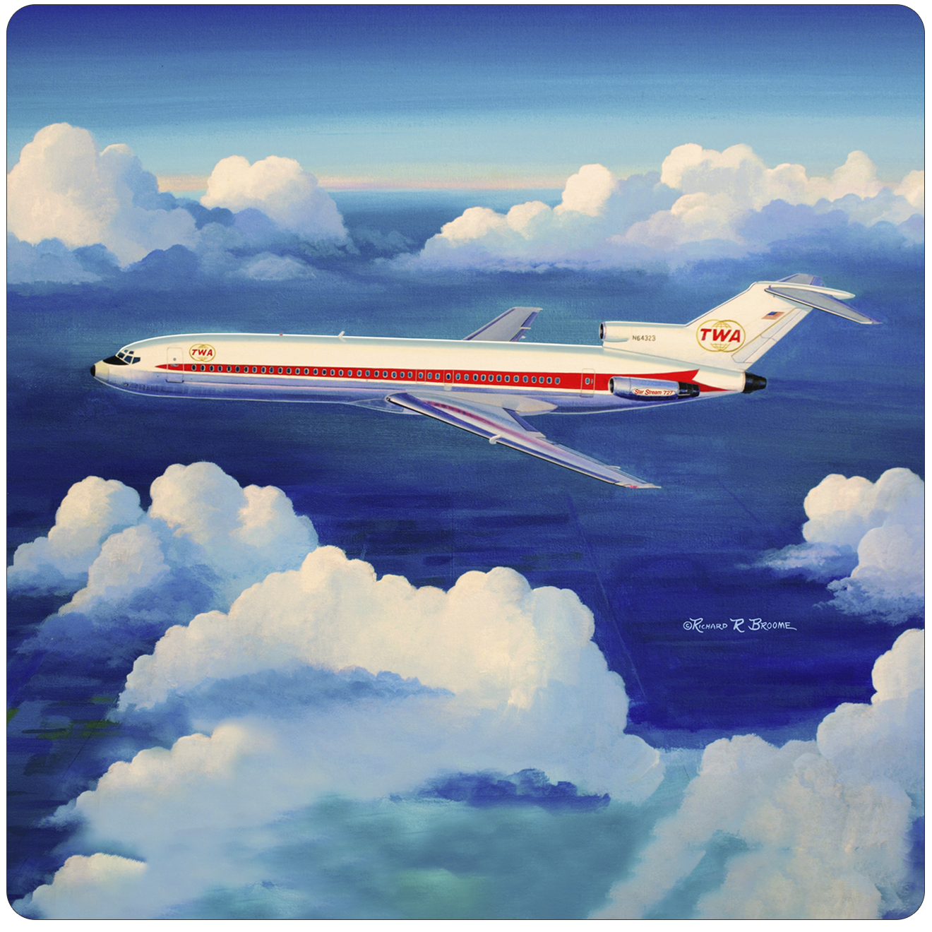 TWA 727 Square Sandstone Coaster by Rick Broome