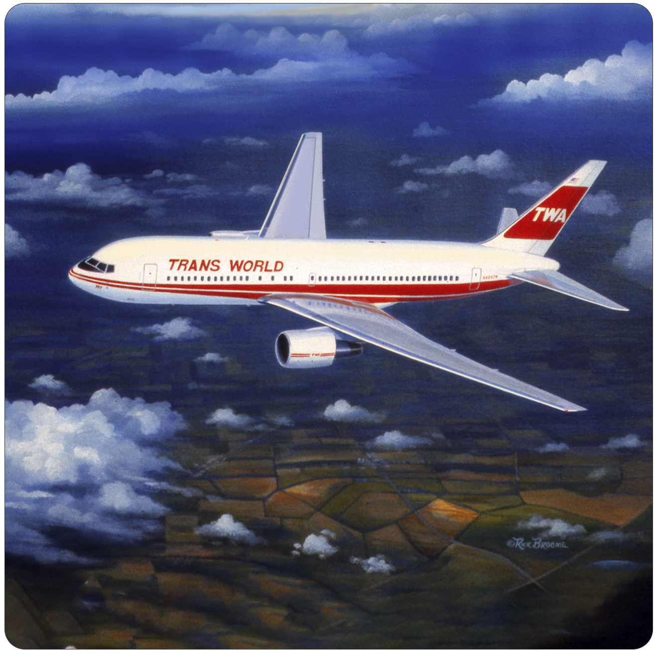 TWA 767 Square Sandstone Coaster by Rick Broome