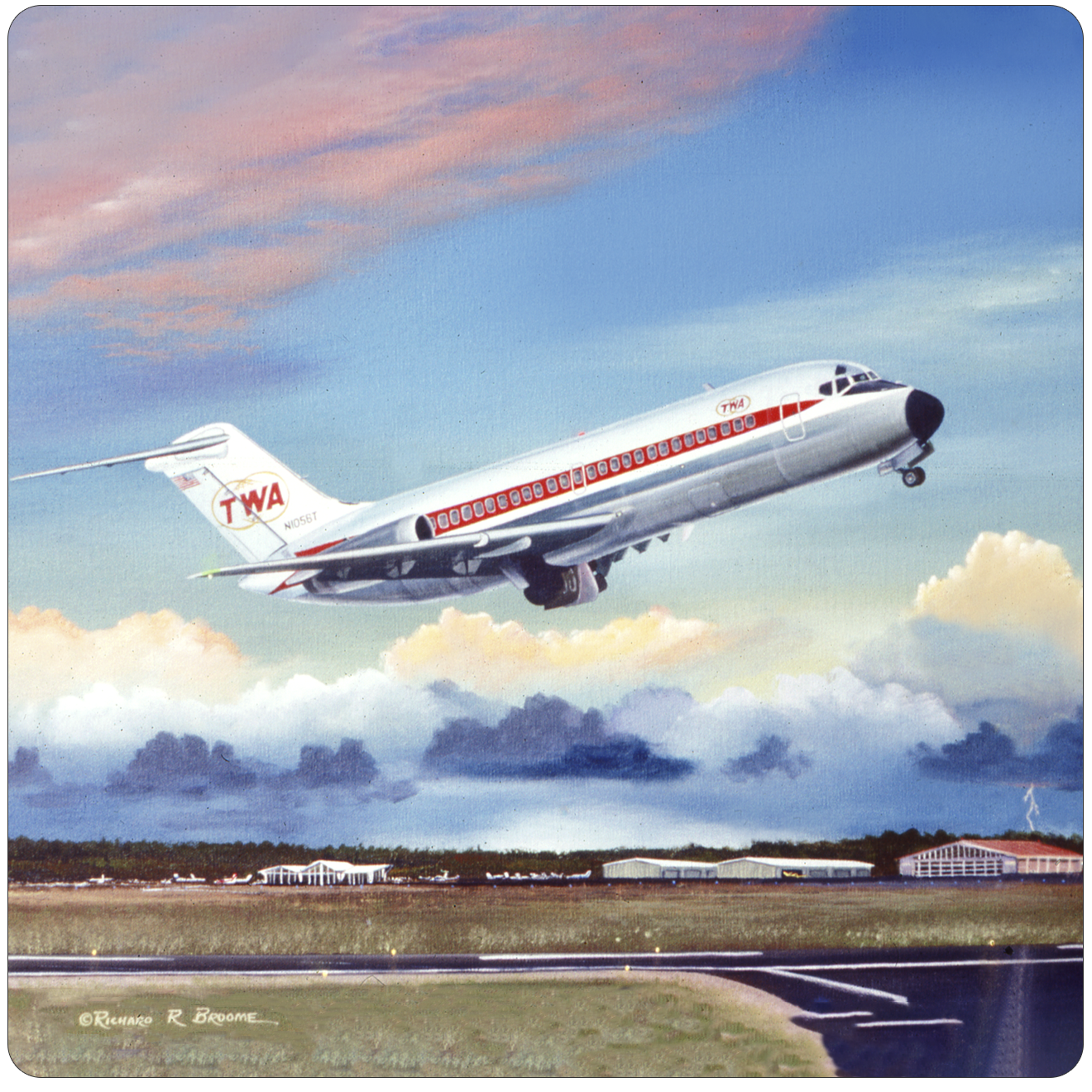 TWA DC9 Square Sandstone Coaster by Rick Broome