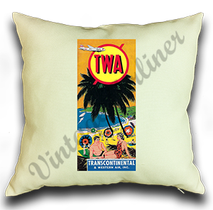 TWA Transcontinental & Western Air Linen Pillow Case Cover