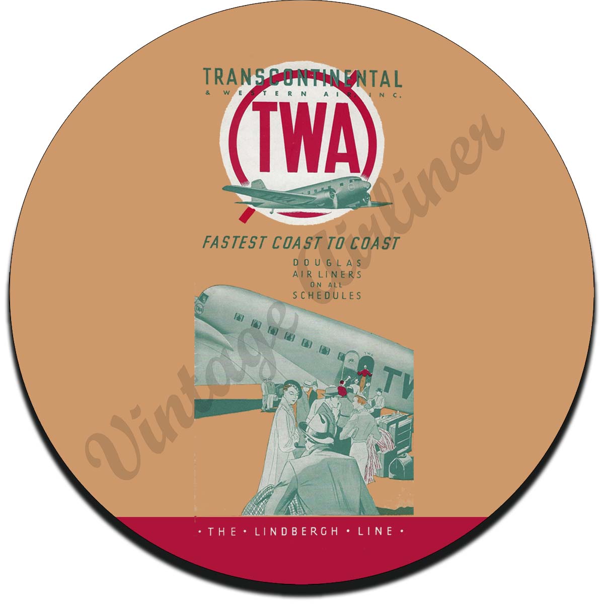 TWA Fastest Coast To Coast Vintage Sandstone Coaster