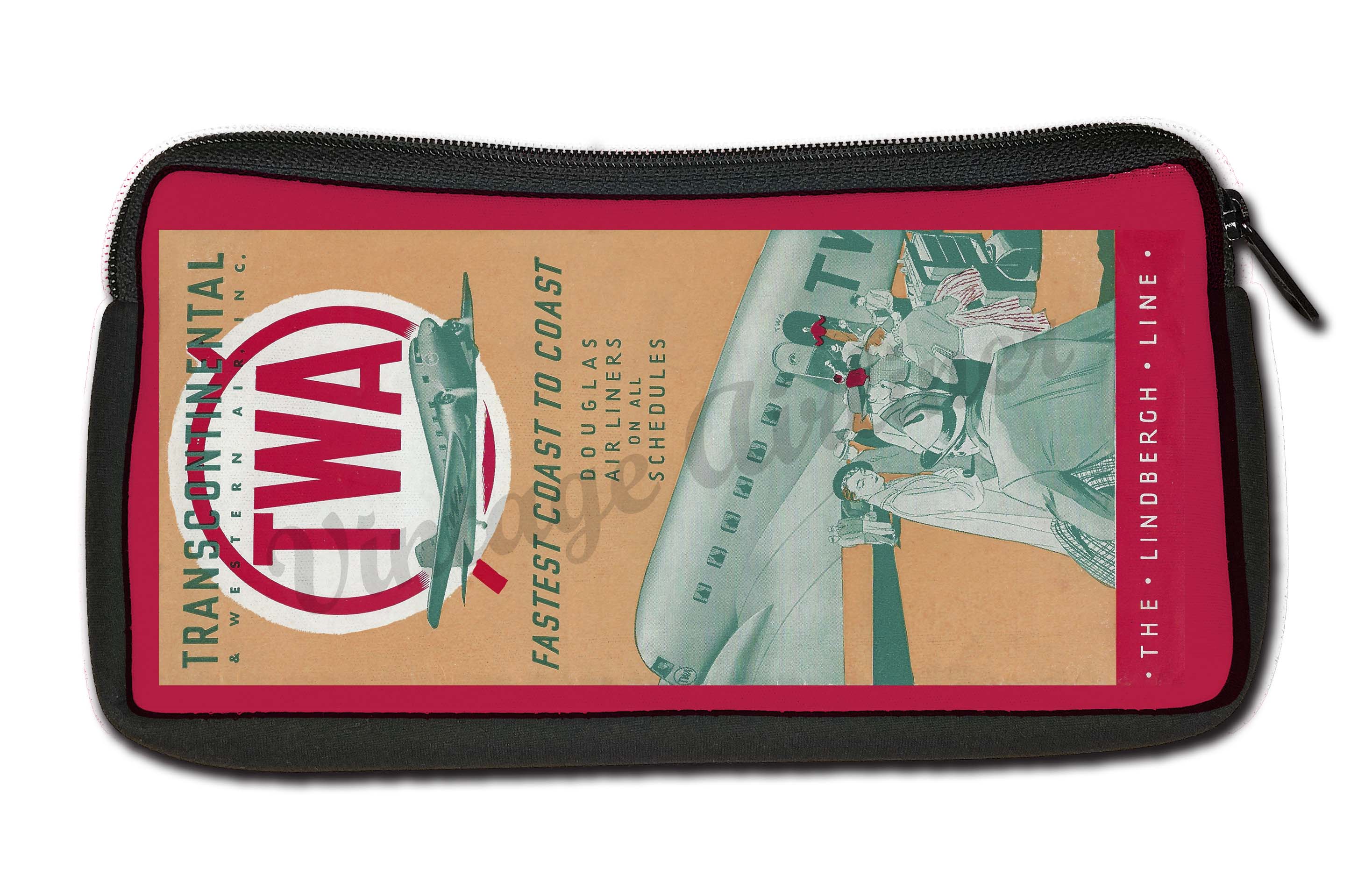 TWA Fastest Coast To Coast Vintage Travel Pouch