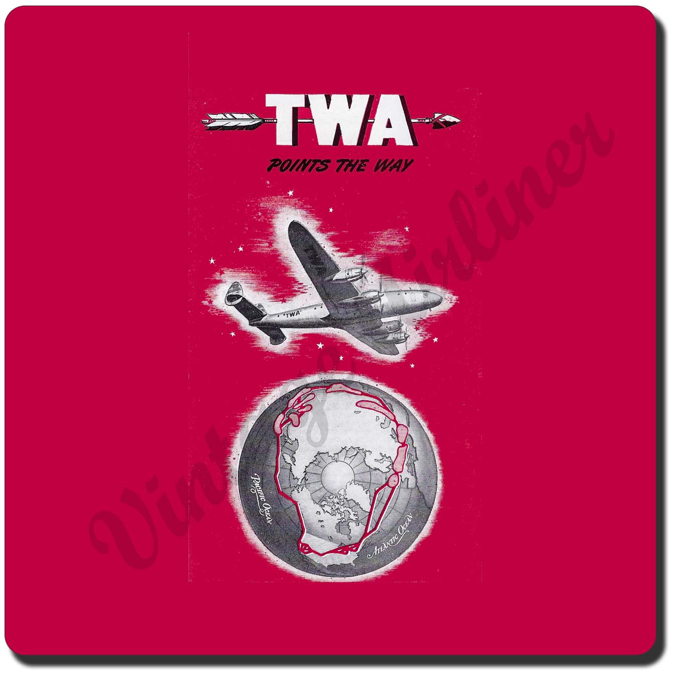 TWA Points The Way Vintage Sandstone Coaster