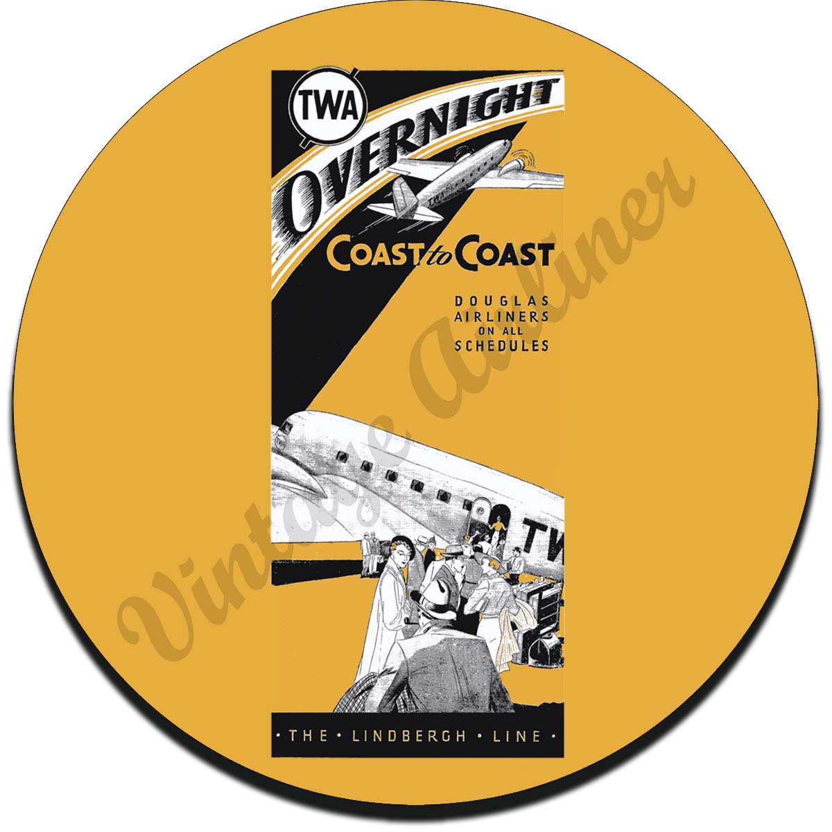 TWA Overnight Vintage Sandstone Coaster