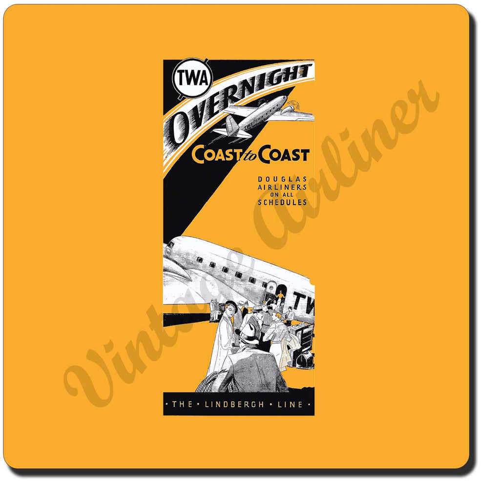 TWA Overnight Vintage Sandstone Coaster