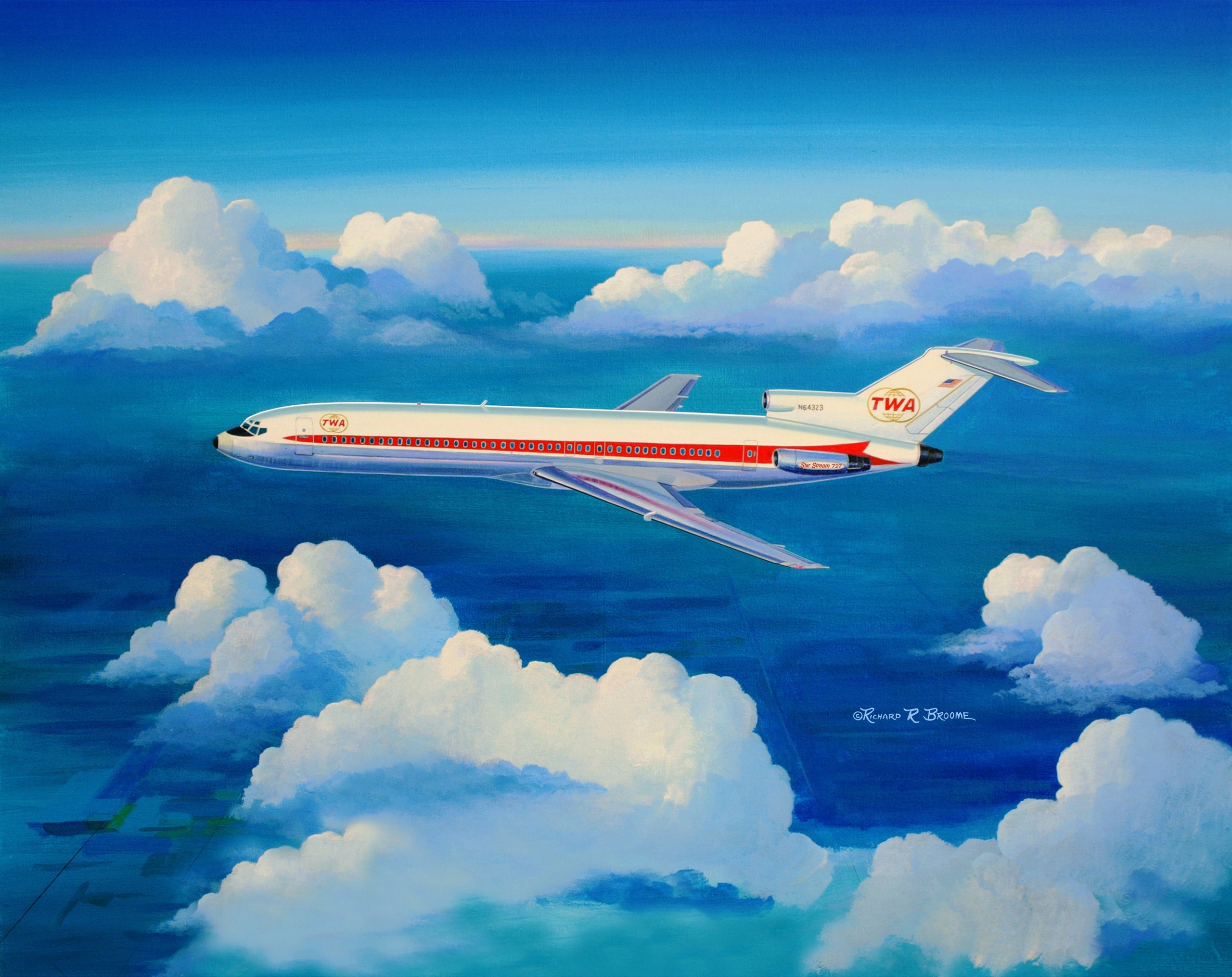 TWA 727 Note Card by Rick Broome