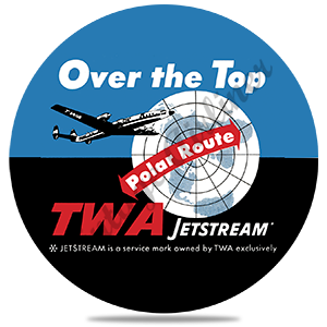 TWA Over the Top Bag Sticker Round Sandstone Coaster