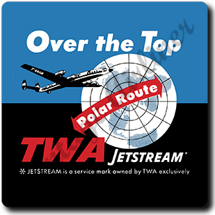 TWA Over the Top Bag Sticker Square Sandstone Coaster