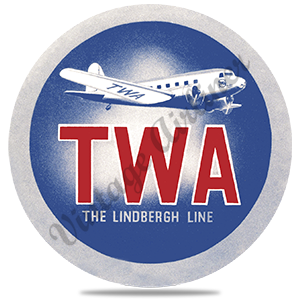 TWA the Lindbergh Line Round Sandstone Coaster