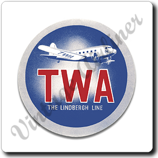 TWA the Lindbergh Line Square Sandstone Coaster