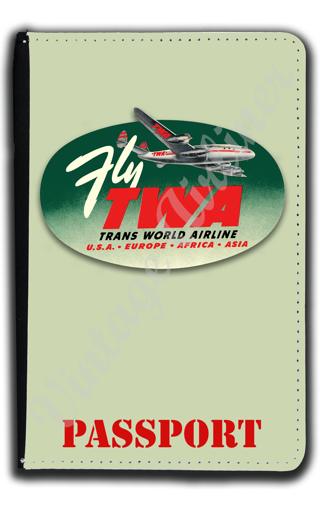 TWA 1950's Fly TWA Bag Sticker Passport Case