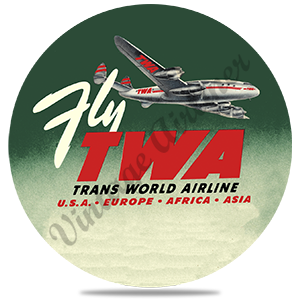 TWA Fly TWA Bag Sticker Round Sandstone Coaster