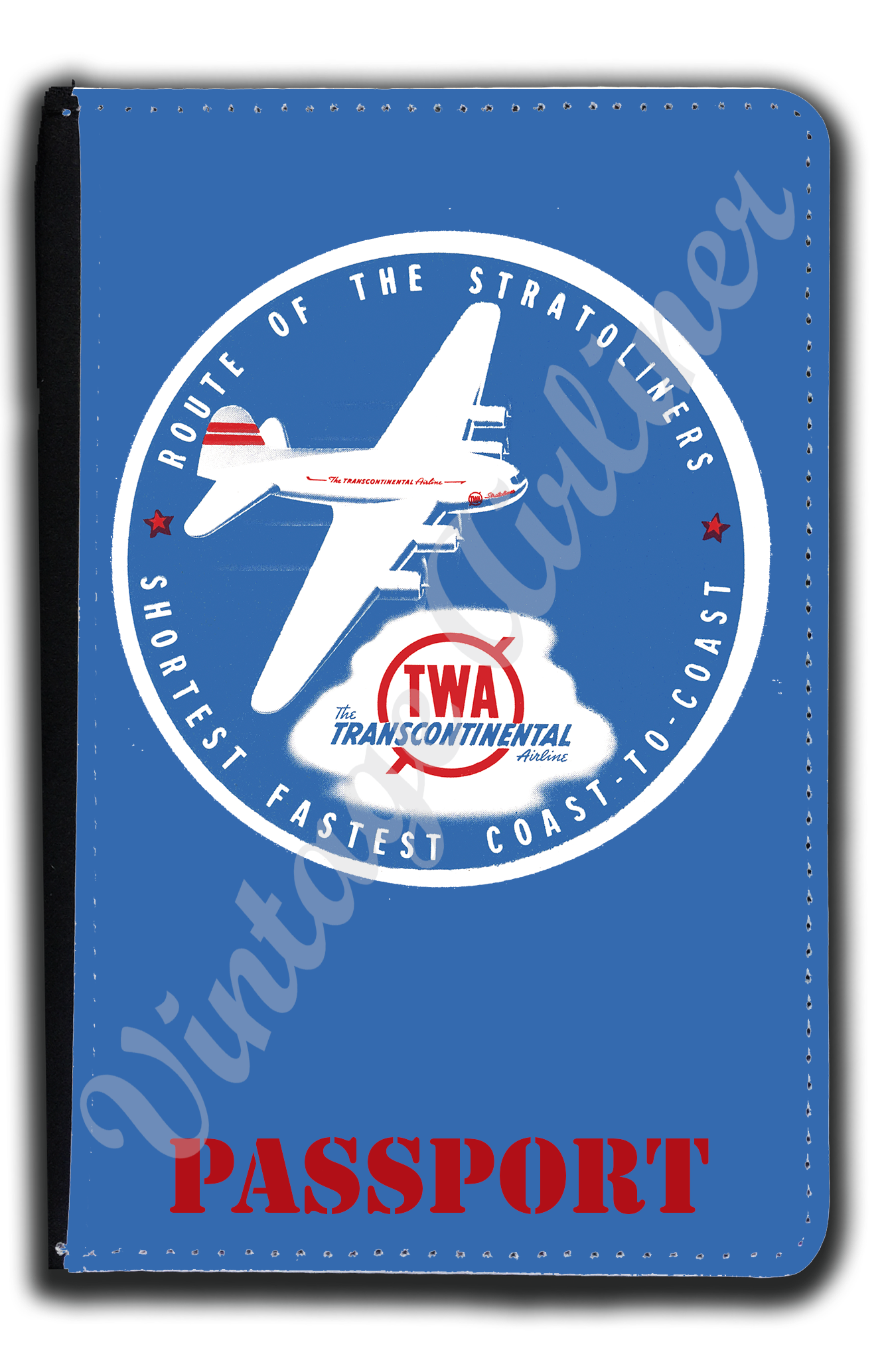 TWA 1940's Route of the Stratoliner Bag Sticker Passport Case
