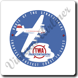 TWA Stratoliner Bag Sticker Square Sandstone Coaster