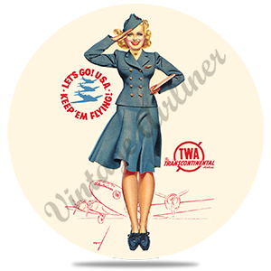 TWA Petty Girl Round Sandstone Coaster