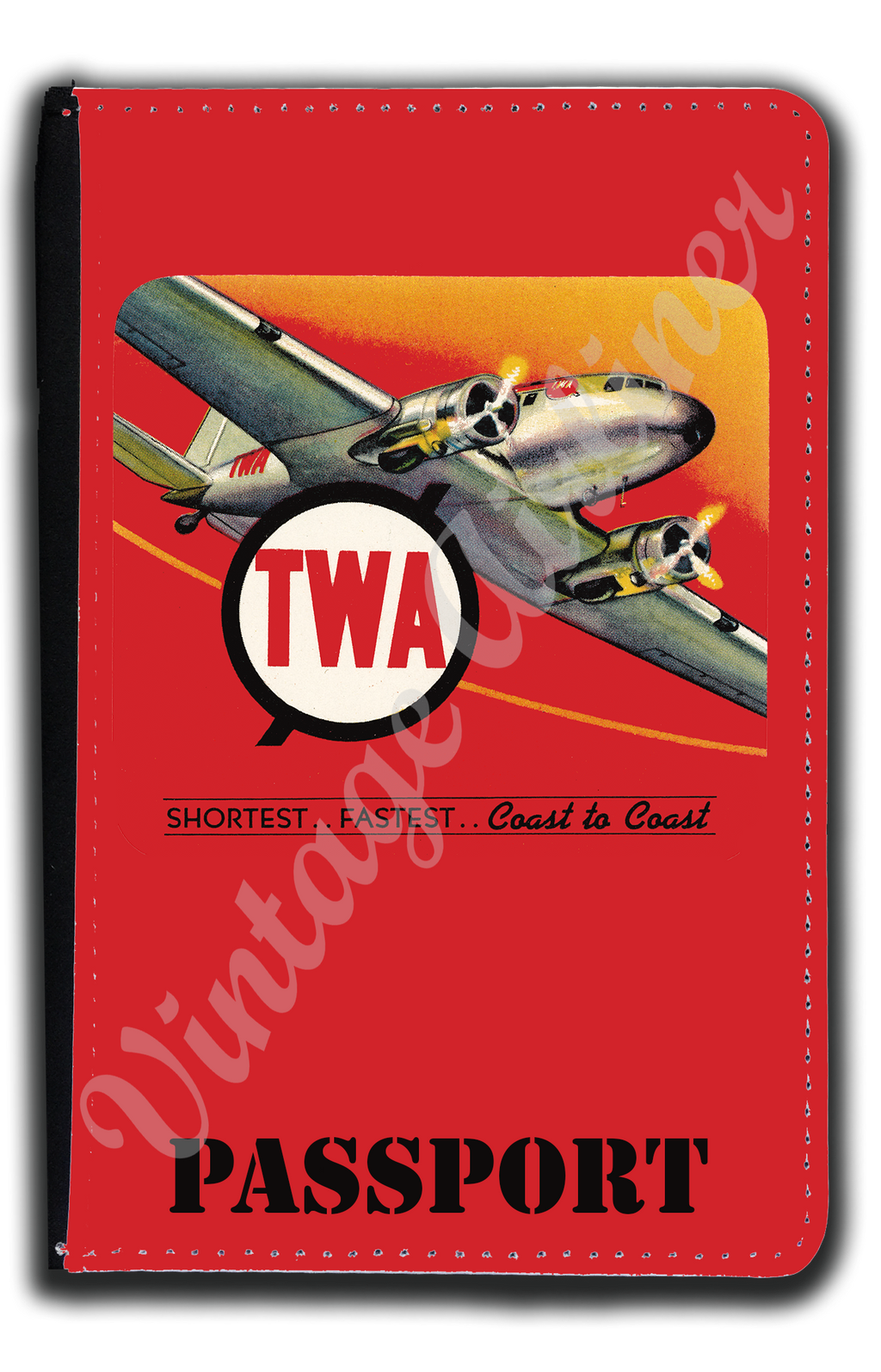 TWA 1930's Coast to Coast Bag Sticker Passport Case