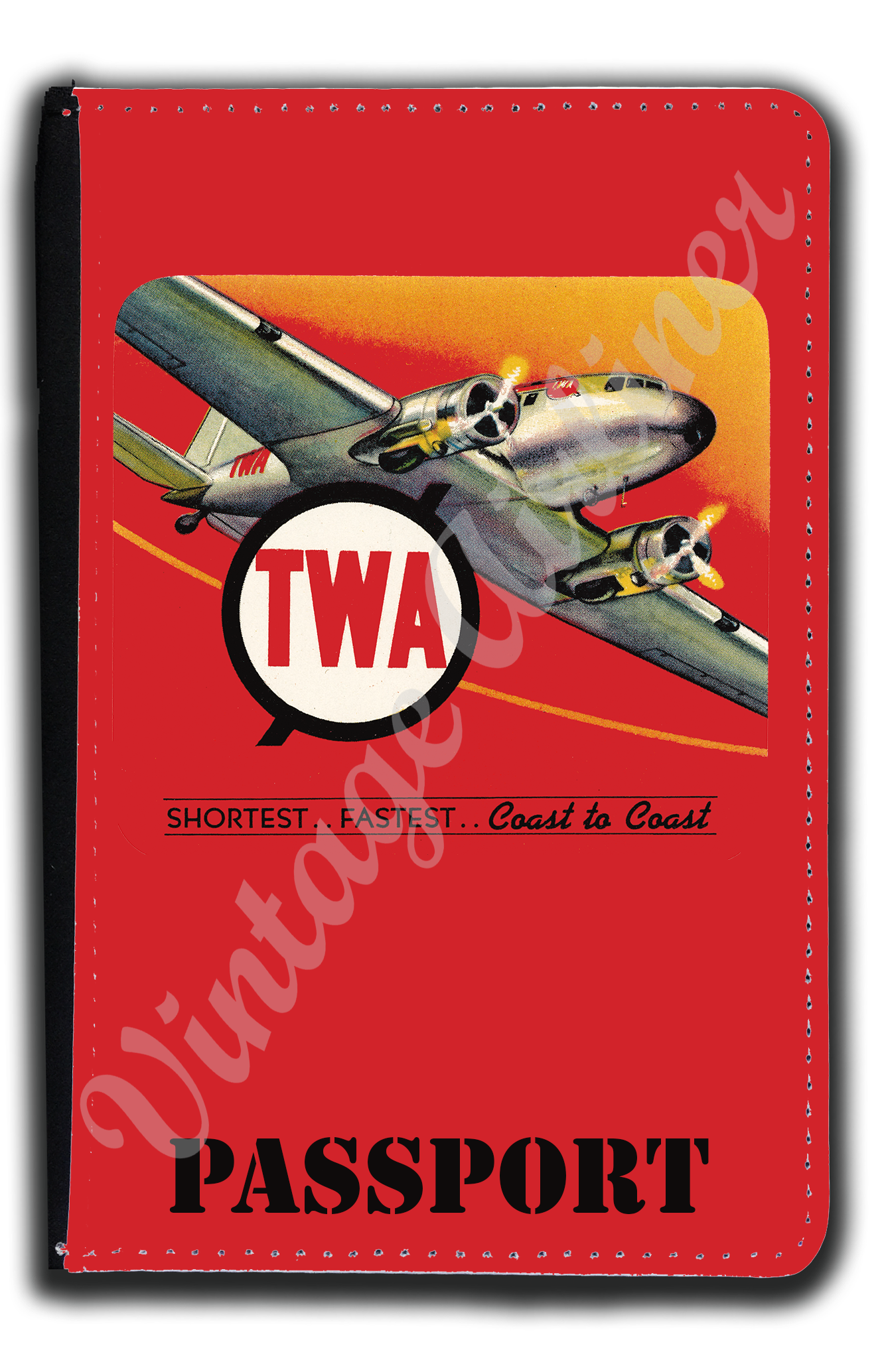 TWA 1930's Coast to Coast Bag Sticker Passport Case