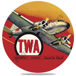 TWA Coast to Coast Sticker Round Sandstone Coaster