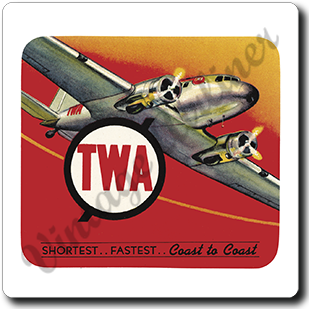 TWA Coast to Coast Sticker Square Sandstone Coaster