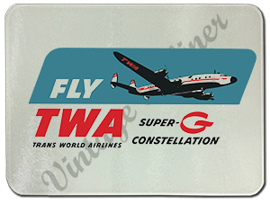TWA Fly TWA Super G Bag Sticker Glass Cutting Board