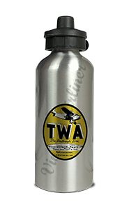 TWA 1930's Fokker F-10 Bag Sticker Aluminum Water Bottle