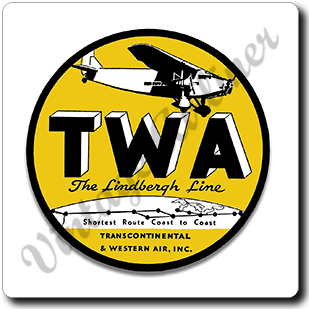 TWA 1930's Fokker F-10 Square Sandstone Coaster