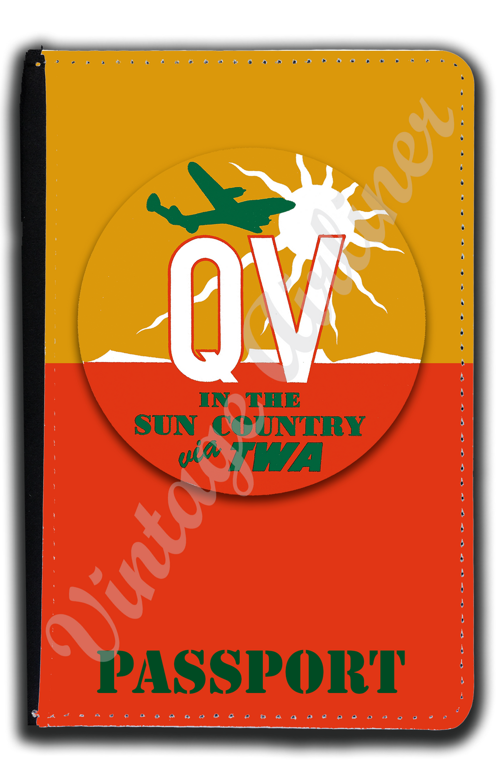 TWA 1950's OV in the Sun Bag Sticker Passport Case