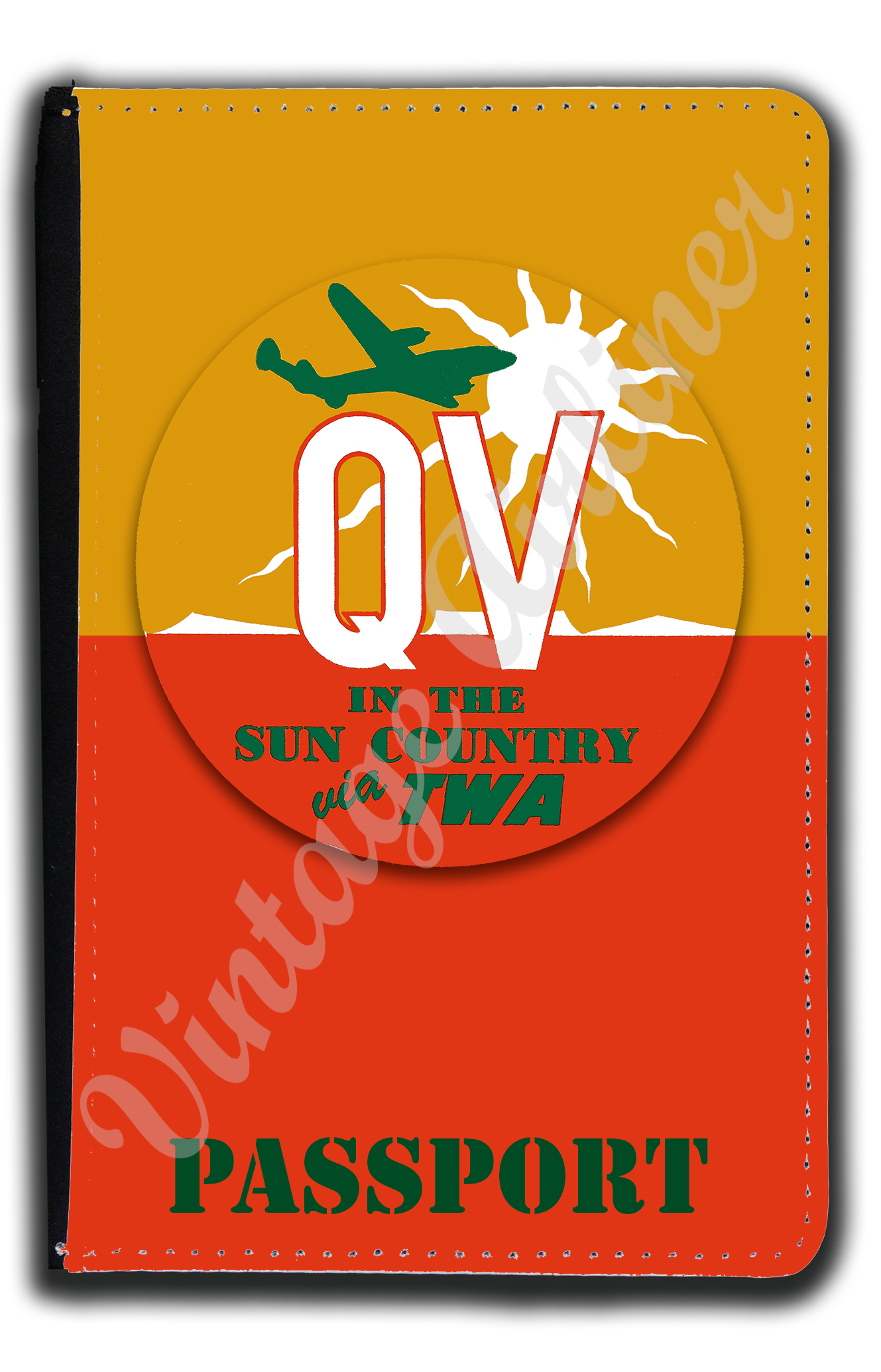 TWA 1950's OV in the Sun Bag Sticker Passport Case