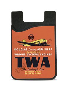 TWA 1930's DC-3 Wright Cyclone Engines Vintage Bag Sticker Card Caddy