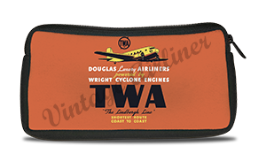 TWA 1930's DC-3 Wright Cyclone Bag Sticker Travel Pouch