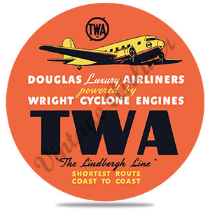 TWA 1930's DC-3 Wright Cyclone Round Sandstone Coaster