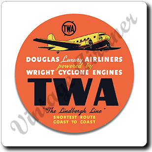 TWA 1930's DC-3 Wright Cyclone Square Sandstone Coaster