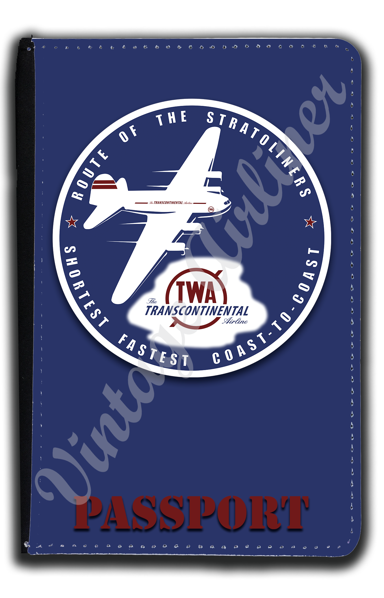 TWA Route of the Stratoliner 1940's Bag Sticker Passport Case